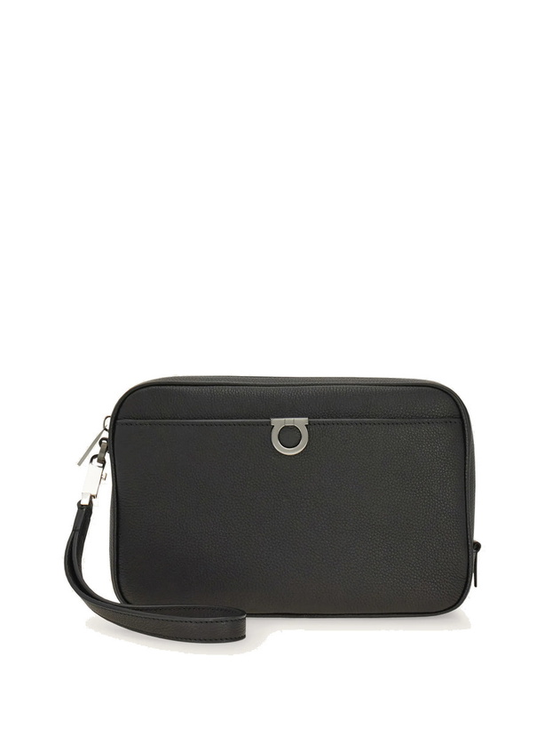 Photo: Ferragamo Mens Gancini pouch in Black