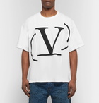 Valentino - Oversized Logo-Print Cotton-Jersey T-Shirt - White