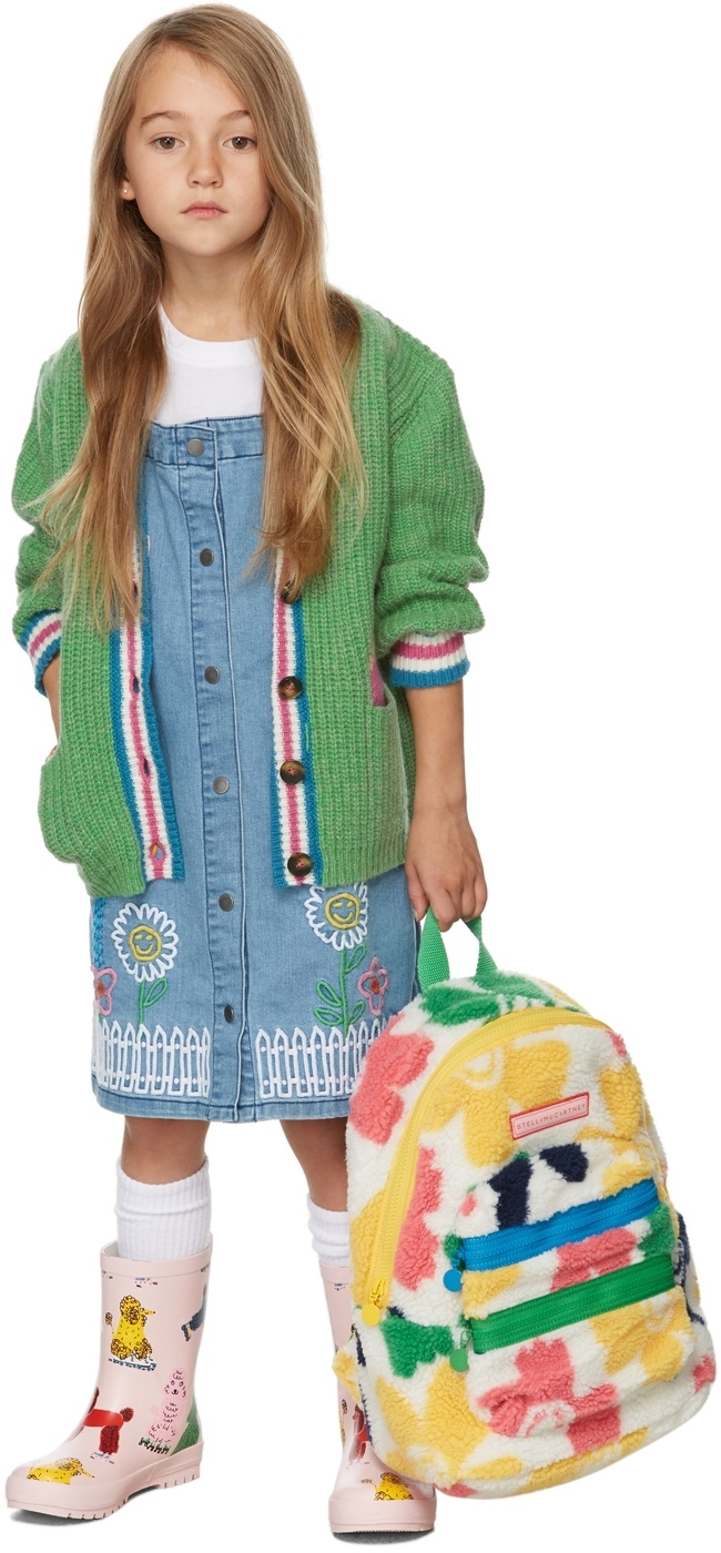Stella McCartney Kids Blue Denim Garden Embroidery Dress Stella McCartney