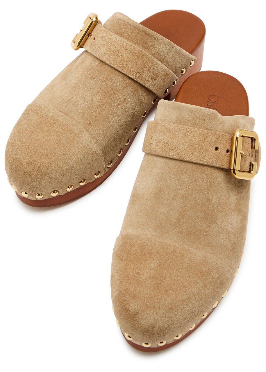 Chloe Jeannette 40 Suede Clogs Beige