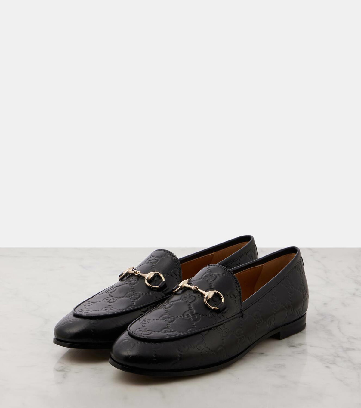 Gucci Black Leather Jordaan Web Trimmed Horsebit  Collapsible Heel Loafer IT 6.5 Gucci Jordaan Horsebit leather loafers Gucci main image 3