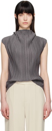 LE17SEPTEMBRE Gray Pleated Cowl Neck Top