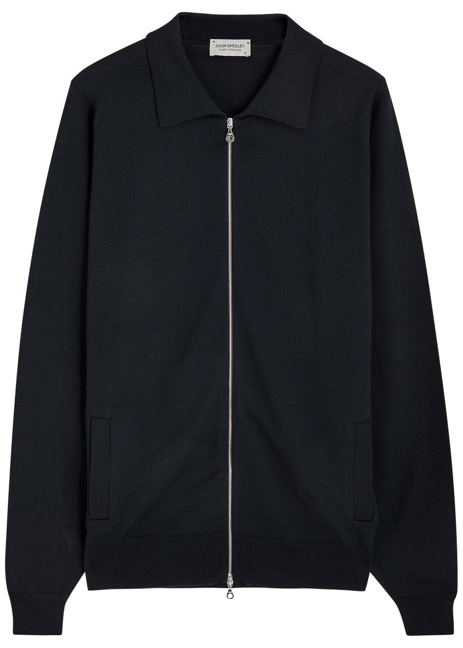 John Smedley Alston Wool Overshirt Jacket Navy