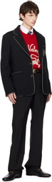 Valentino Black Creased Virgin Wool Trousers
