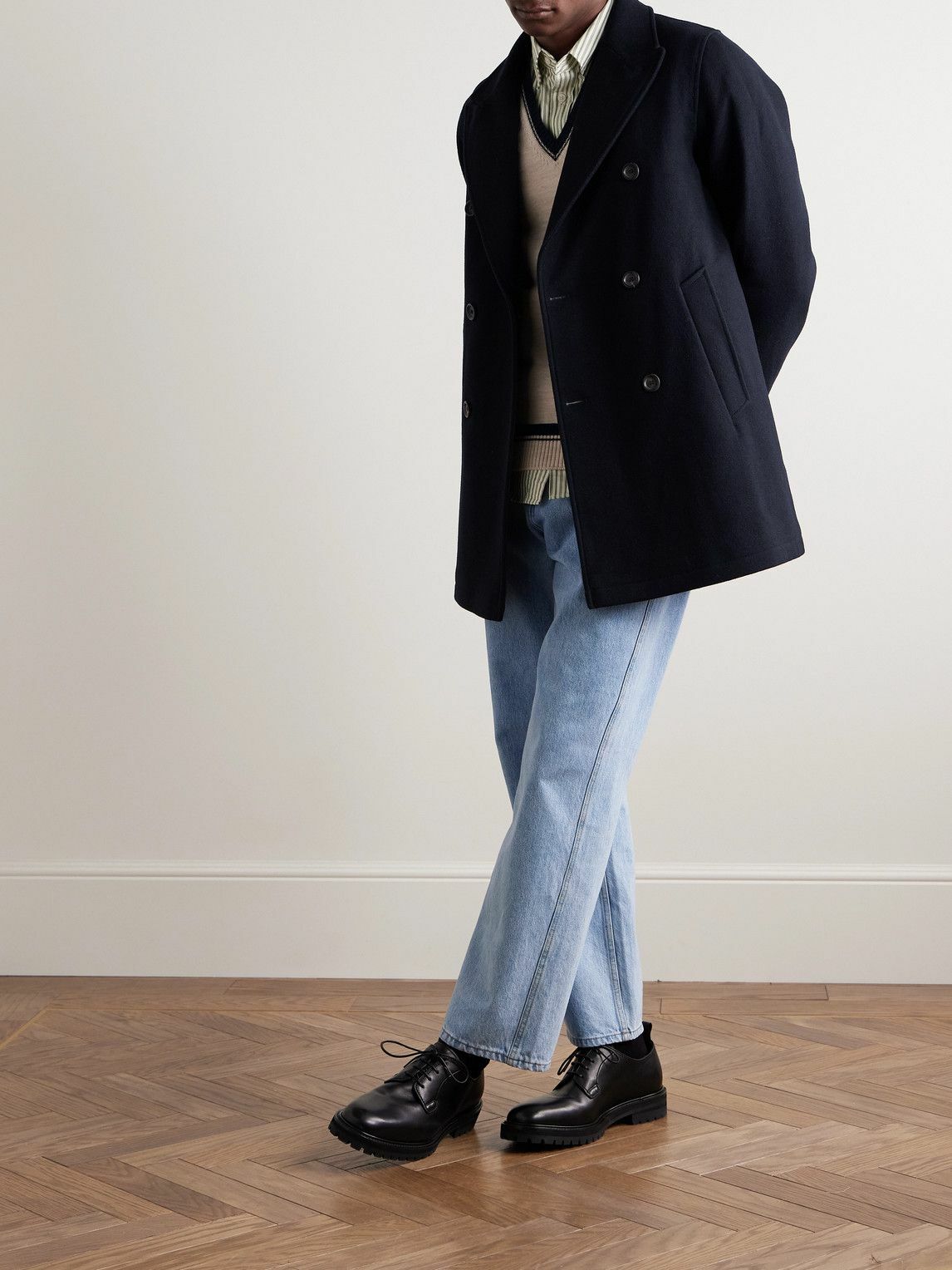 Oliver Spencer - Albion Double-Breasted Felt Coat - Blue