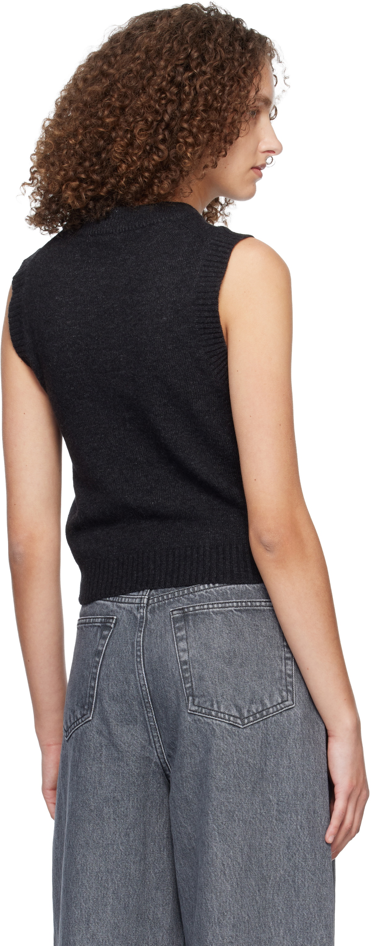GANNI Black Graphic Wool Vest