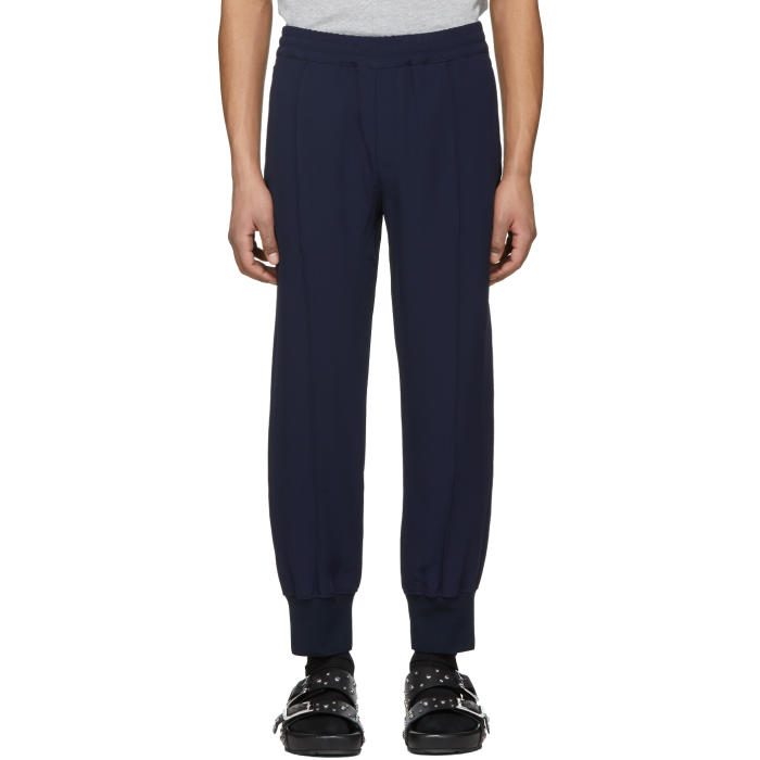 Photo: Alexander McQueen Navy Crepe Sport Lounge Pants 