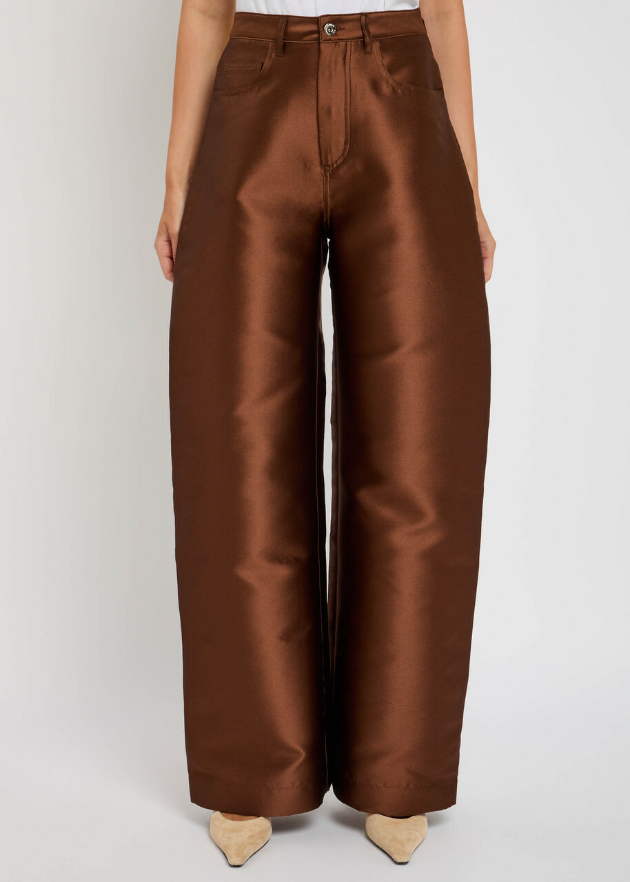 Marques' Almeida Wide-leg Mikado Trousers Brown