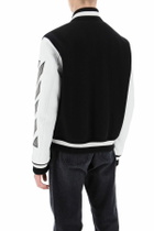 OFF-WHITE lea varsity bomber jacket White