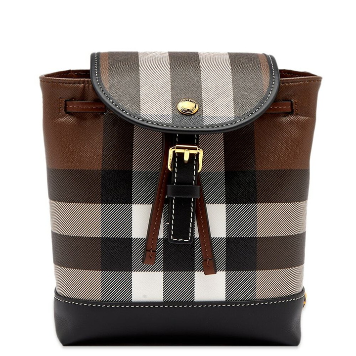 Photo: Burberry Women's Checked Micro Backpack in Dark Birch Brown