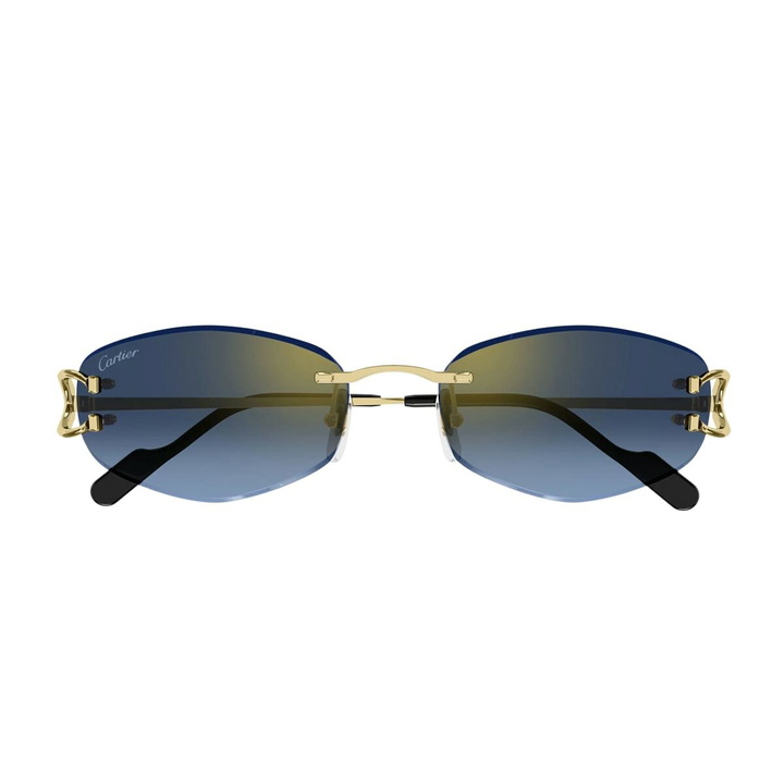Photo: Cartier Eyewear Cartier Ct0467s Décor C Classique De Cartier 002 Gold Blue Sunglasses