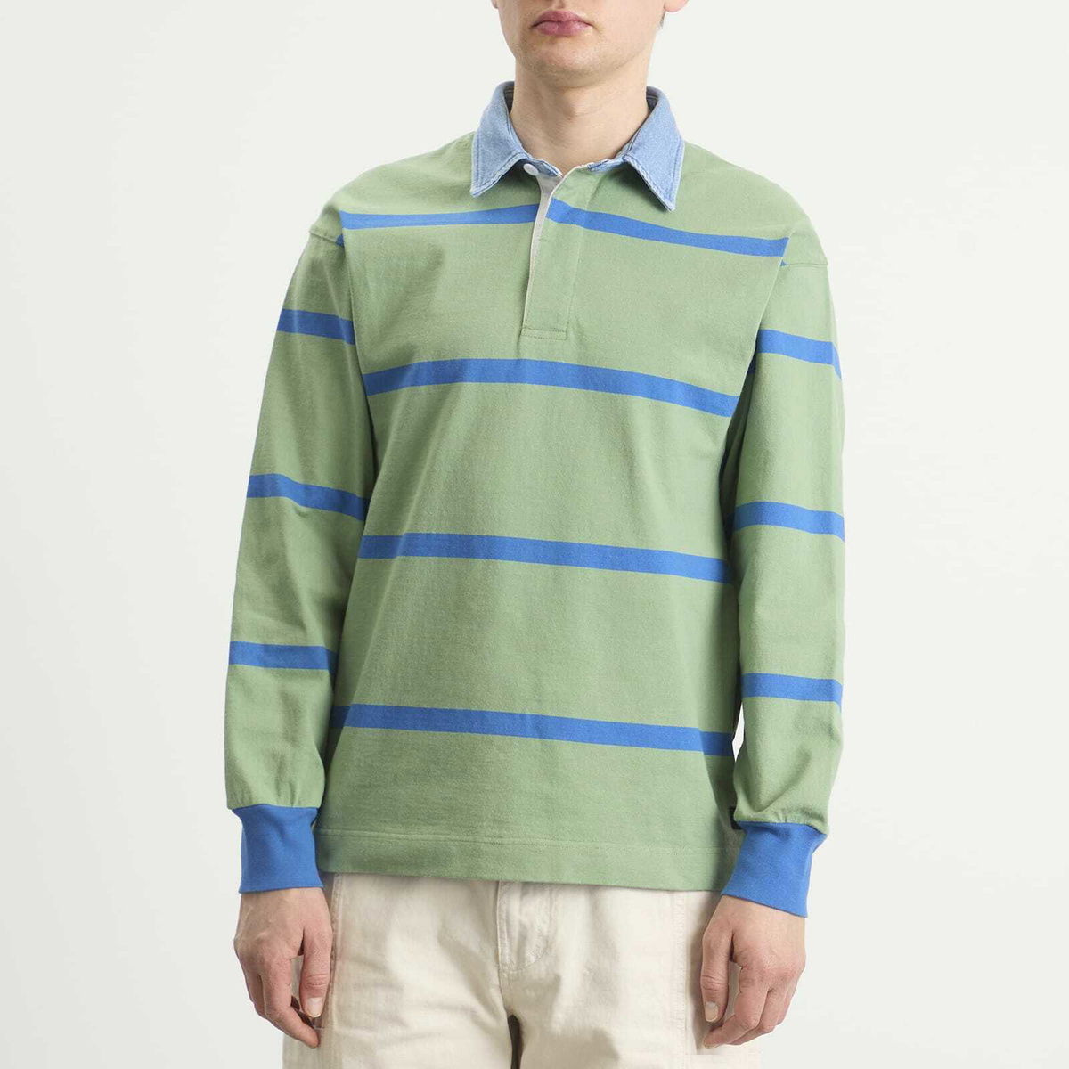 Gramicci Men's Langdon Rugby Shirt in Olive/Blue