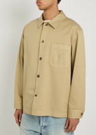 Saint Laurent Logo-embroidered Twill Overshirt Beige