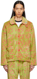 99% IS Green & Pink Full 1%OVE Furry Pajama Shirt