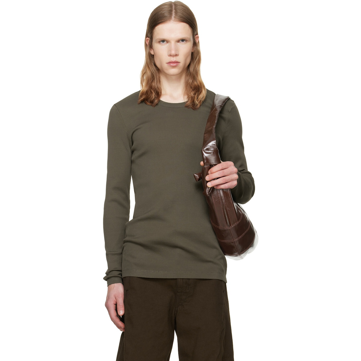 LEMAIRE Brown Long-Sleeve T-shirt