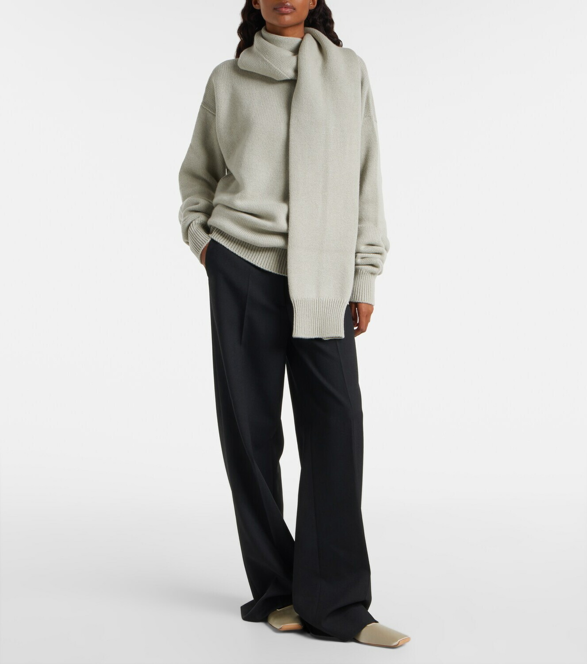 Calvin Klein Collection Scarf-detail cashmere sweater