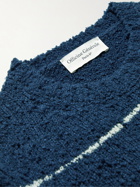 Officine Generale - Marco Striped Cotton-Blend Bouclé Sweater - Blue