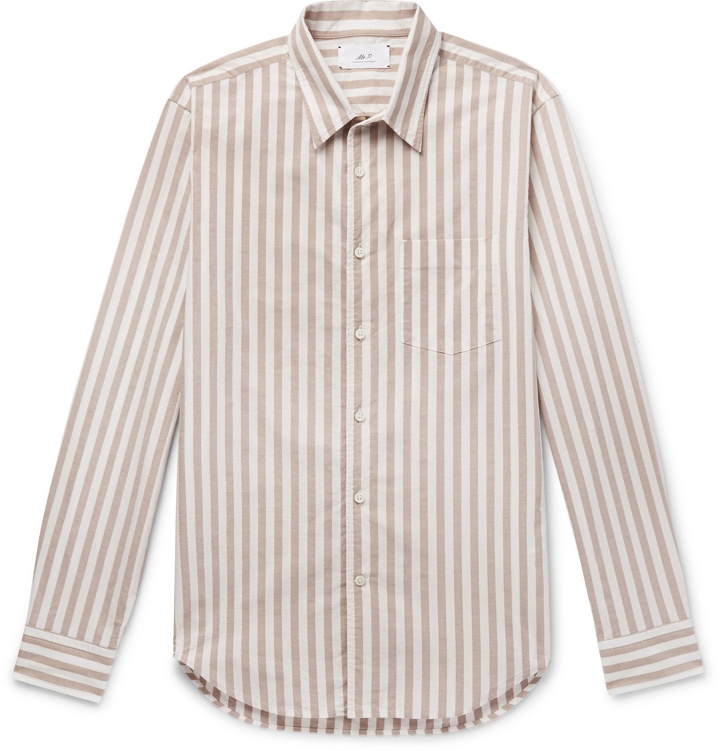 Photo: Mr P. - Striped Cotton Oxford Shirt - Neutrals