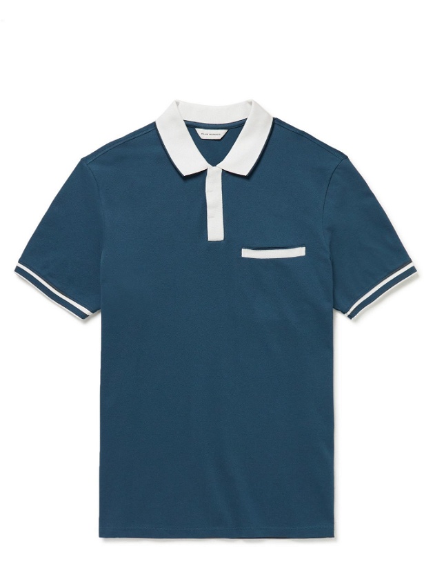 Photo: Club Monaco - Slim-Fit Contrast-Tipped Stretch Cotton-Piqué Polo Shirt - Gray