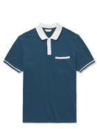 Club Monaco - Slim-Fit Contrast-Tipped Stretch Cotton-Piqué Polo Shirt - Gray