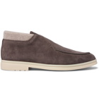 Loro Piana - Open Wintery Walk Cashmere-Trimmed Suede Boots - Gray