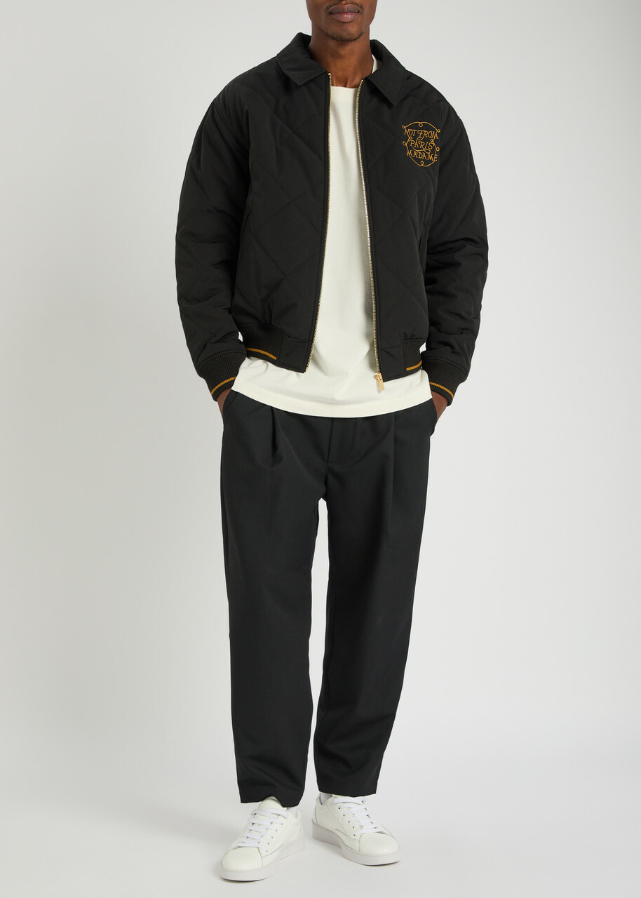DRÔLE DE Monsieur La Veste Slogan Tresses Quilted Woven Jacket Black