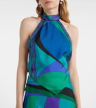 Pucci Cigni printed halterneck silk top
