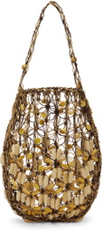 Mame Kurogouchi Brown & Beige Beaded Bag