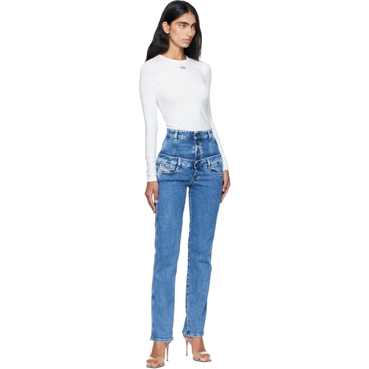 Diesel White T-Uncutieslong-Ls-Od T-shirt