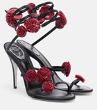 Rene Caovilla Cleo floral-appliqué satin sandals