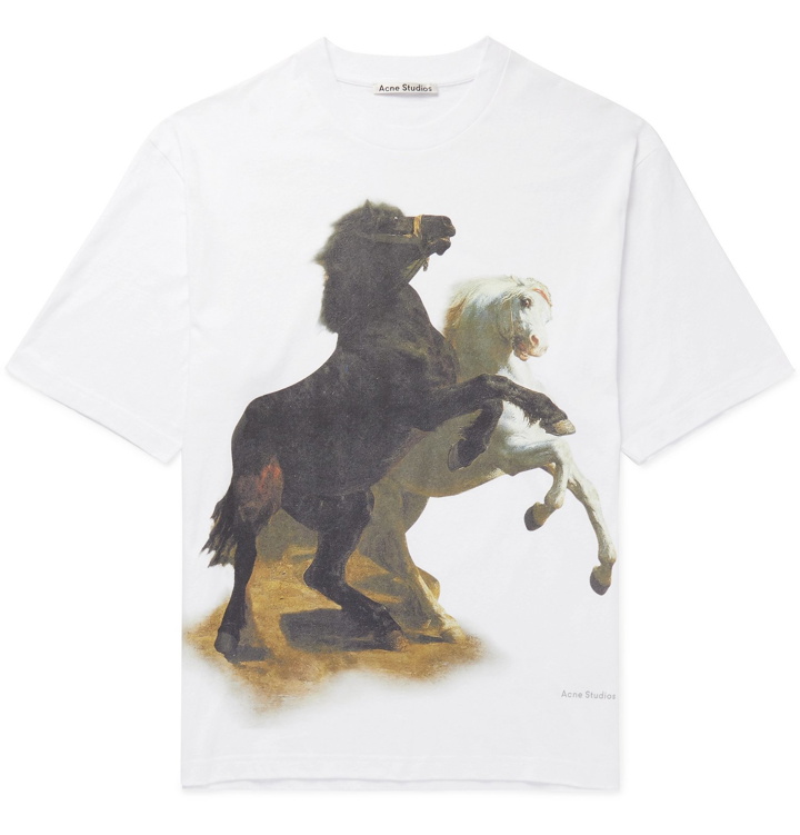 Photo: Acne Studios - Oversized Printed Cotton-Jersey T-Shirt - White