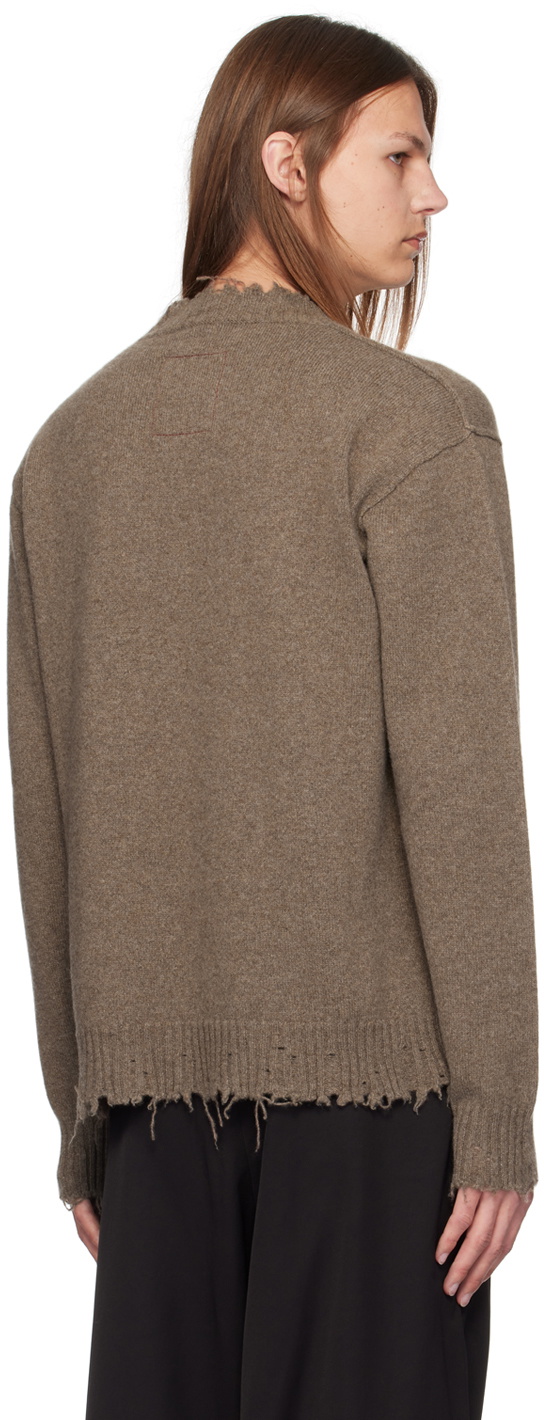 UMA WANG Brown Frayed Sweater