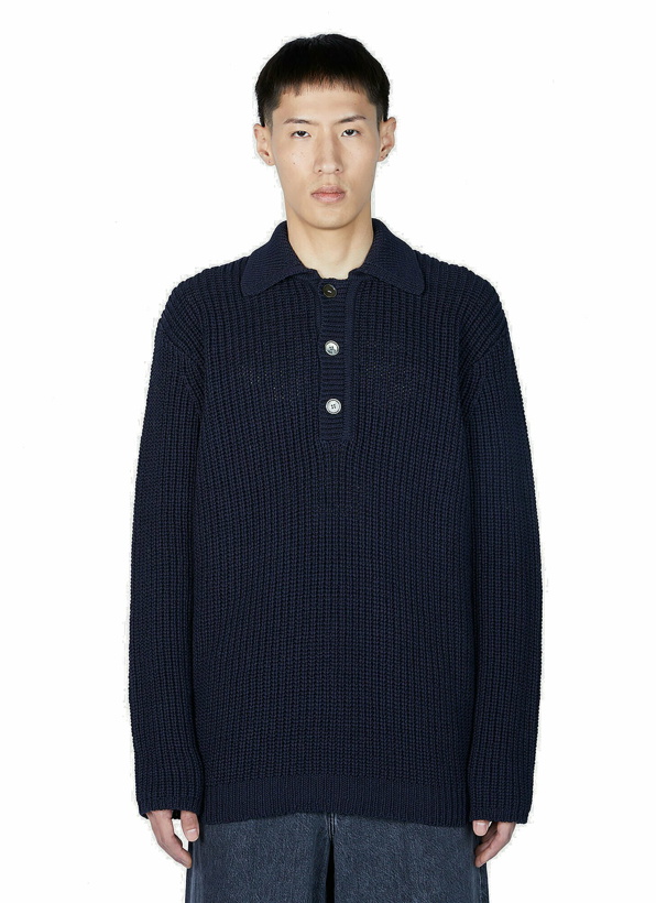 Photo: Our Legacy - Polo Sweater in Dark Blue