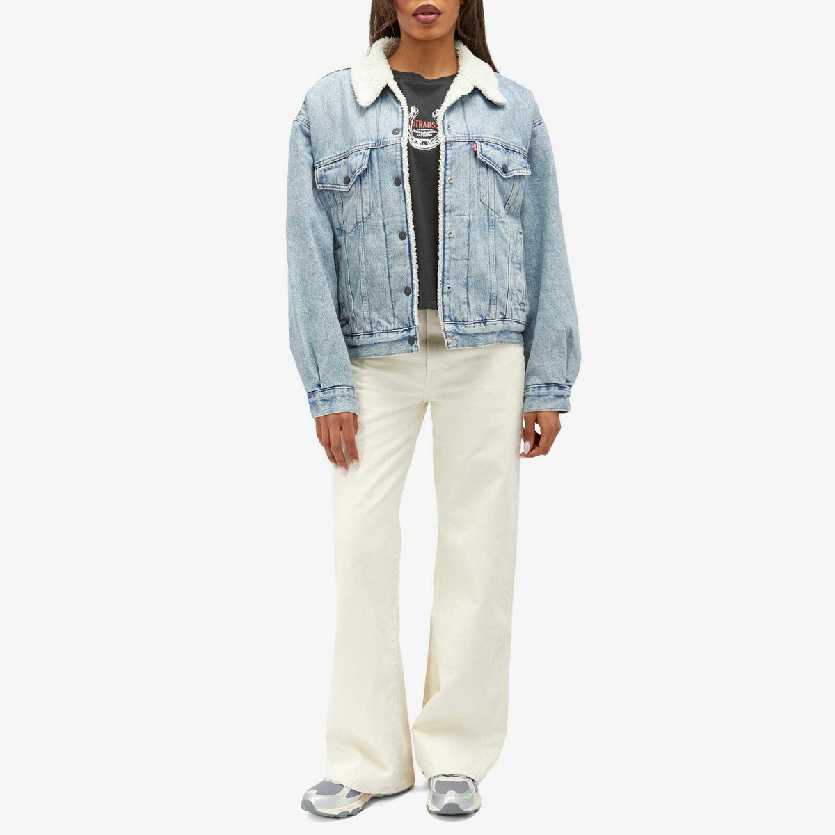 Levi's Women's Denim Sherpa Trucker Jacket in Blue