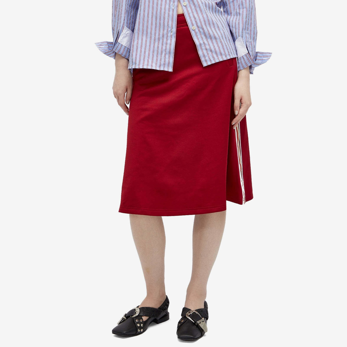 Wales Bonner Women's Shine Jersey Skirt in Burgundy Wales Bonner