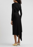 Helmut Lang Protection Draped Stretch-jersey Midi Dress Black