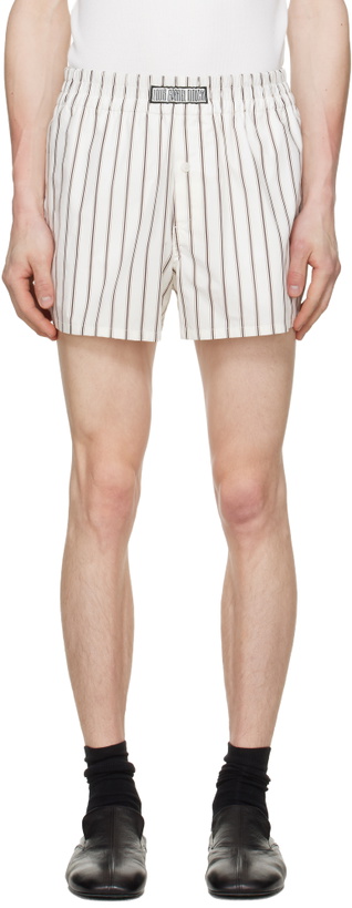 Photo: LGN Louis Gabriel Nouchi Off-White Striped Cotton Shorts