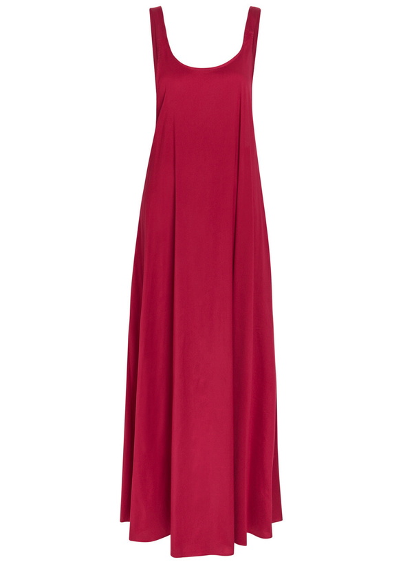 Photo: Max Mara Gathered-back Cotton-blend Maxi Dress Burgundy