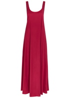 Max Mara Gathered-back Cotton-blend Maxi Dress Burgundy
