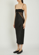 Rick Owens Panelled Satin Midi Slip Dress Black