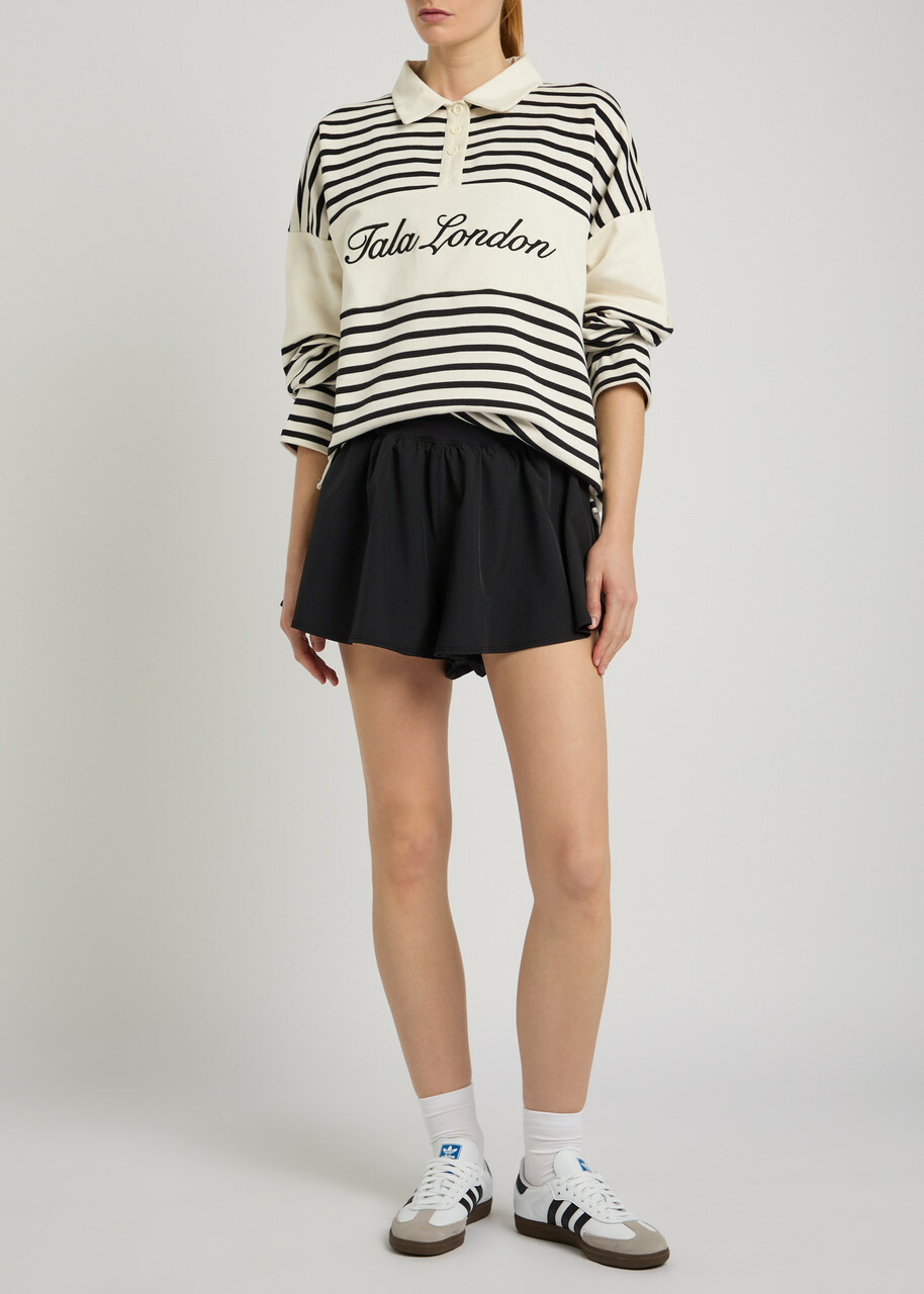 Tala Rugby Striped Cotton-blend Polo Jumper Ivory