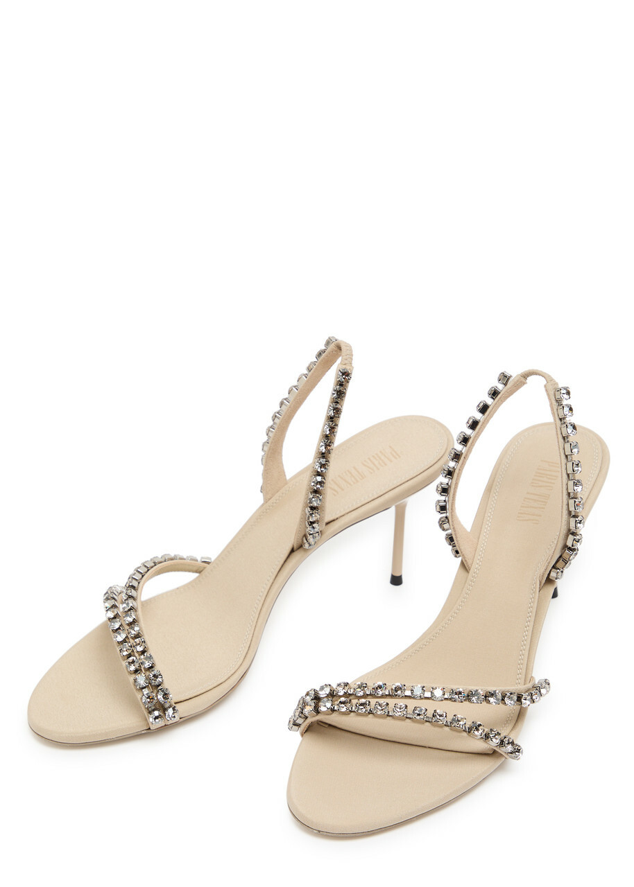 Paris Texas Lidia 70 Crystal-embellished Crepe Sandals Ivory