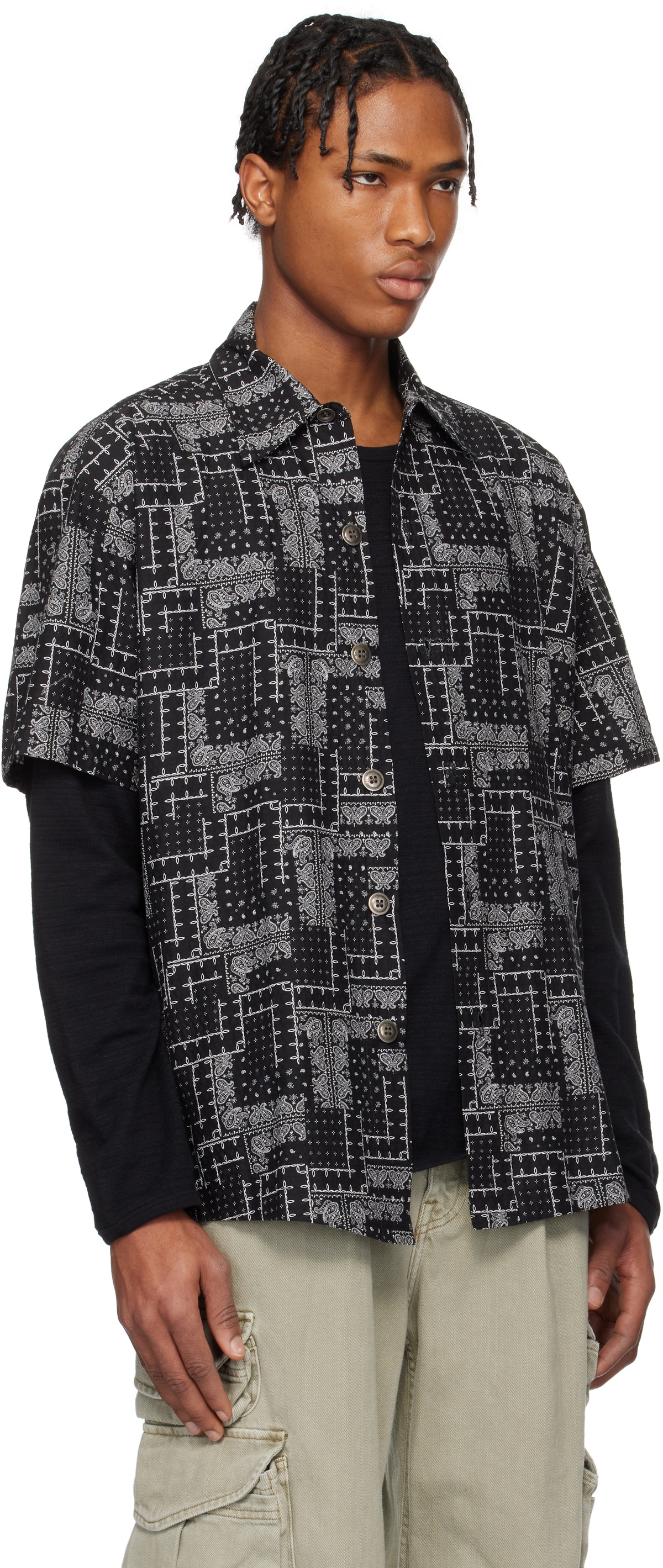 Greg Lauren Black Short Sleeve Shirt