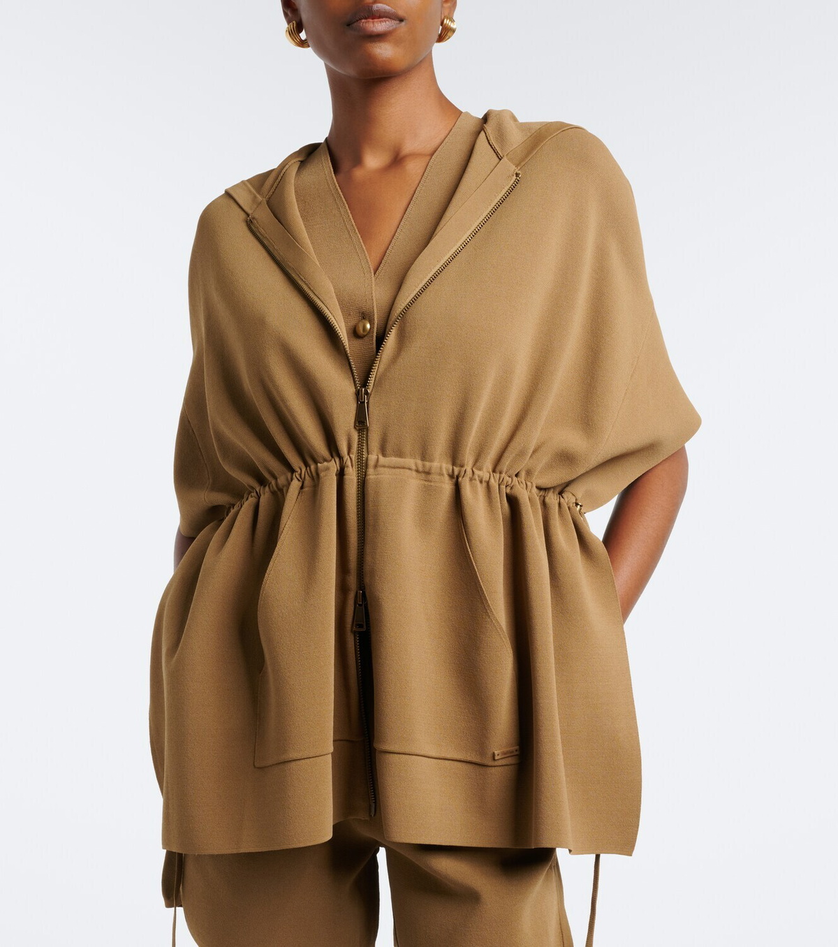 Max Mara Hooded knitted poncho