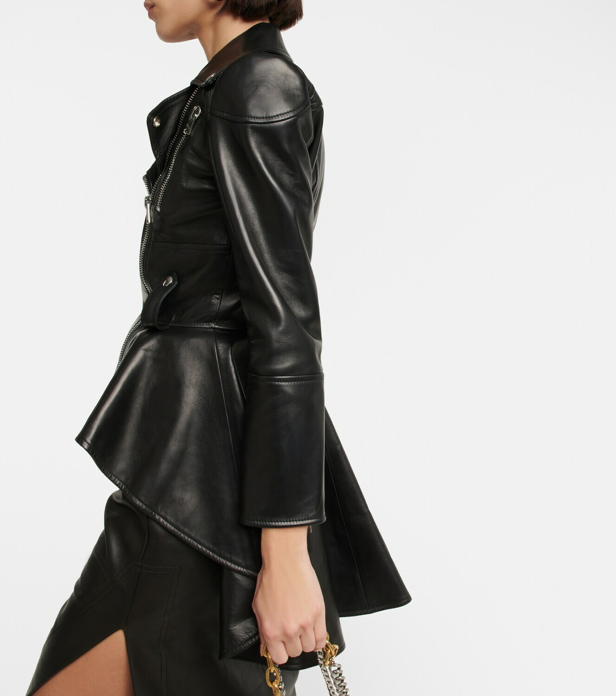 Alexander McQueen - Peplum leather biker jacket Alexander