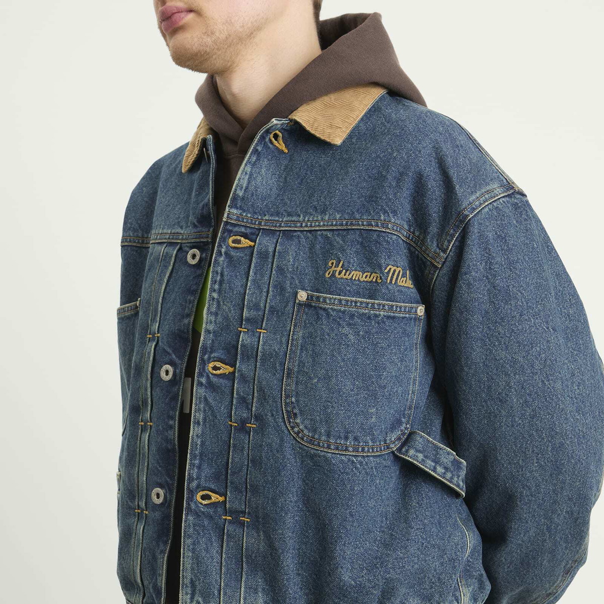 Human Made Men's Corduroy Collar Denim Jacket in Indigo