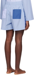 Tekla SSENSE Exclusive Blue Pyjama Shorts