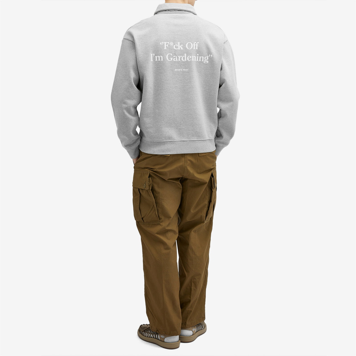 Bram's Fruit Men's Gardening Polo Half Zip Sweat in Grey