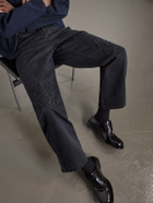 LOEWE - Wide-Leg Anagram-Embroidered Jeans - Black