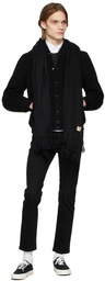 Maison Kitsuné Black Wool Fox Head Patch Scarf